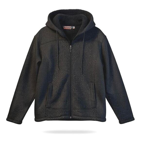 Free Country Men’s Sherpa Lined Fleece Zip Hoodie Jacket Size L Black GUC - Picture 5 of 8